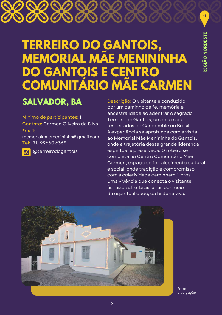 Página de experiência de afroturismo na Bahia