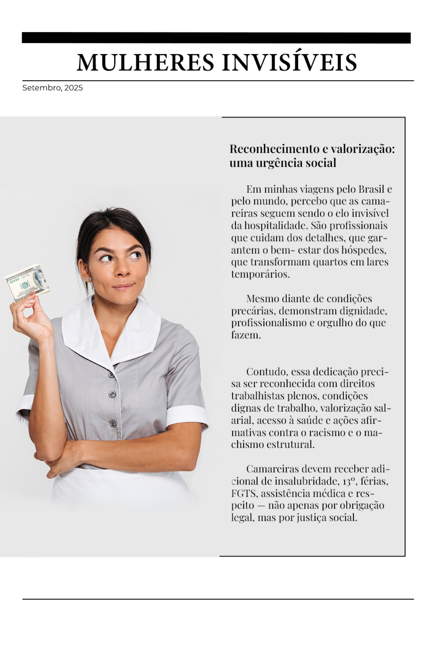 Página 6 do PDF sobre reconhecimento e valorização das camareiras