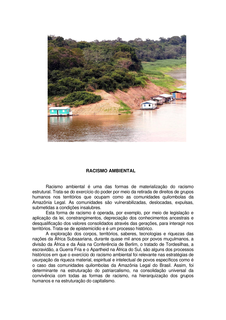 Capa do material Racismo ambiental
